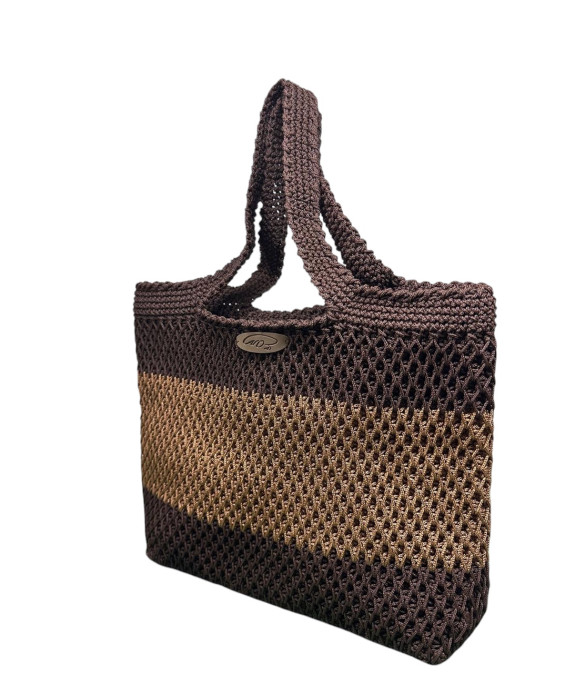 Exclusive Handmade Bag – Crochet Design, Stylish Accessory Handmade Crochet Bag – Brown + Coffee with Milk, Exclusive Design