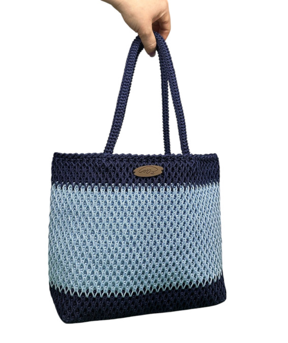 Handmade Crochet Bag – A Unique Accessory for Your Wardrobe Handmade Crochet Bag – Dark Blue + Light Blue, Exclusive Design