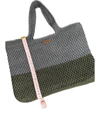Handmade Crochet Bag – Elegant Gray-Khaki Mélange