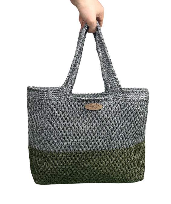 Buy a handmade crochet bag in a gray-khaki mélange – ugrandh.fr Handmade Crochet Bag – Buy in Paris and France | ugrandh.fr