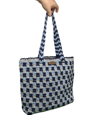 Handmade Crochet Bag – Elegant Checkerboard Pattern