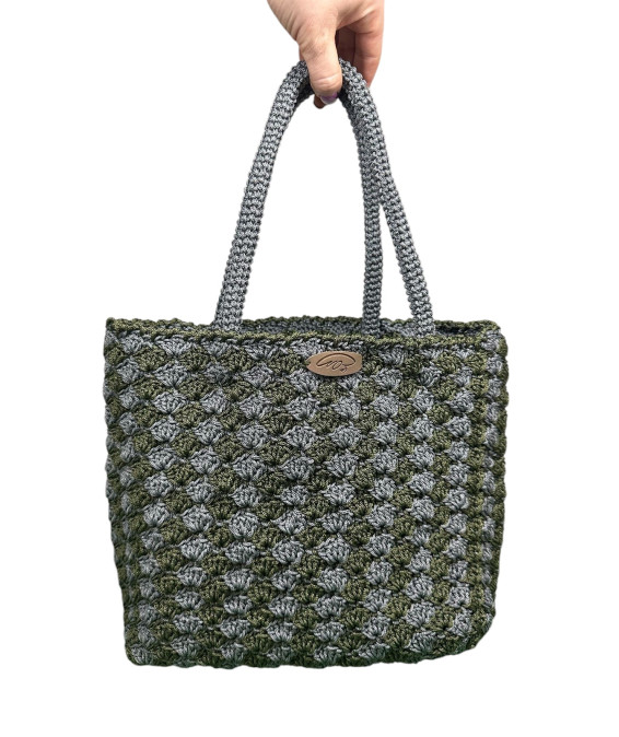 Buy a handmade crochet bag in gray-khaki tones – ugrandh.fr Handmade crochet bag, gray-khaki, stylish women’s accessory