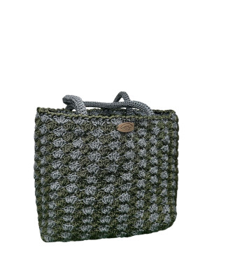 Sac Crocheté à la Main – Élégance Naturelle en Gris-Kaki