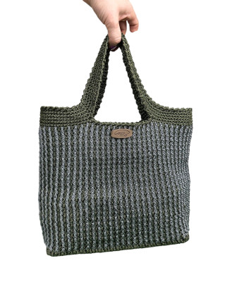 Sac à main en crochet fait main – Gris-Vert | Accessoire élégant et écologique