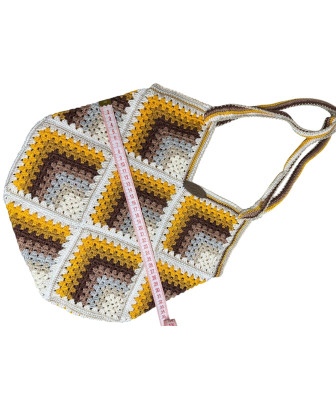 Handmade Crochet Bag – Elegant Brown and Yellow Mélange