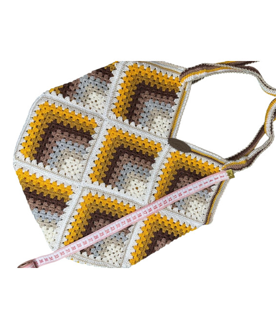 Buy a handmade crochet bag in brown and yellow mélange – ugrandh.fr Handmade crochet bag, brown-yellow mélange, stylish women’s accessory