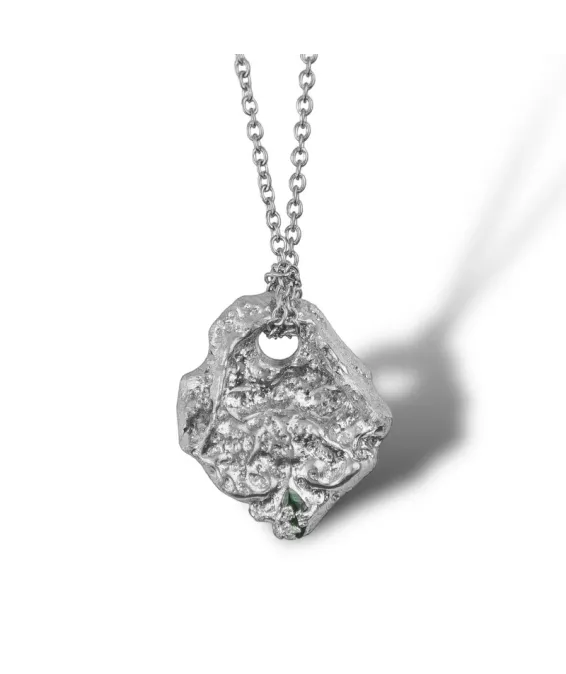 Pendentif unique ARTIFACT V en étain et zircon vert | UGRANDH