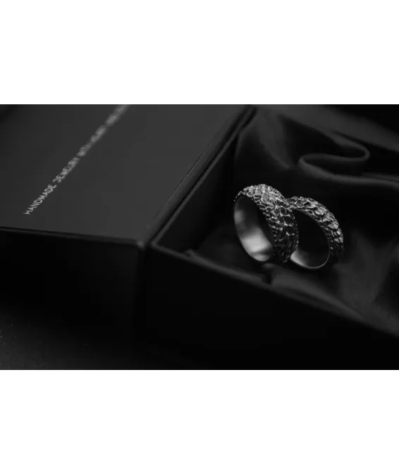 Bague artisanale en argent 925 avec gravure de dragon – oxydée ou argent clair | UGRANDH