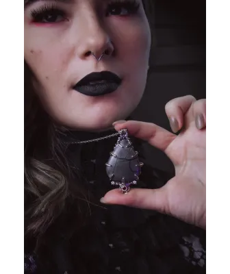 Pendentif gothique en jaspe Picasso – argent 925 fait main | Livraison en France