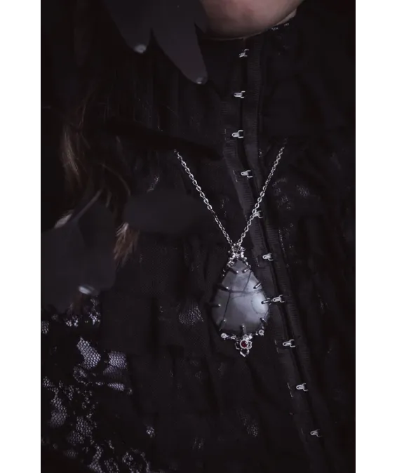 Pendentif en argent 925 oxydé avec pierre naturelle – style gothique Pendentif gothique avec jaspe Picasso – argent noirci fait main | UGRANDH
