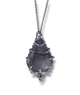 Pendentif gothique en jaspe Picasso – argent 925 fait main | Livraison en France
