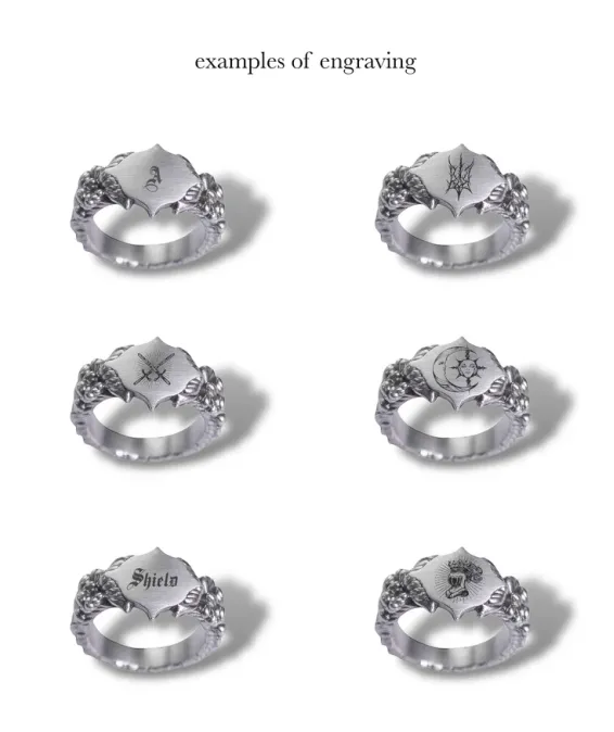 Bague en argent SHIELD – gravure personnalisée, bijou unique Bague SHIELD personnalisée en argent 925 – finition au choix | UGRANDH