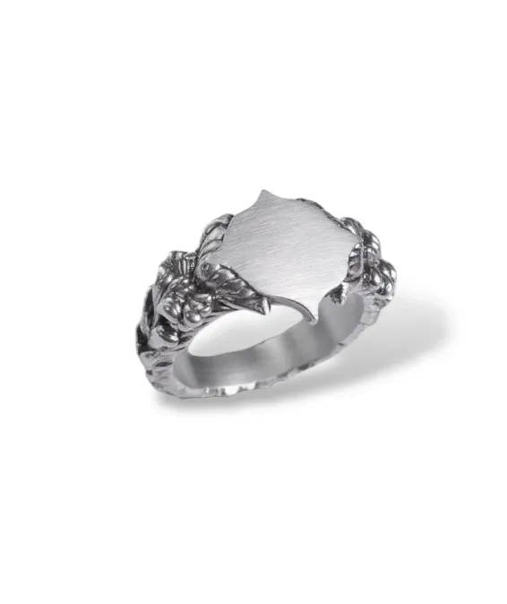 Bague en argent SHIELD – gravure personnalisée, bijou unique Bague SHIELD personnalisée en argent 925 – finition au choix | UGRANDH