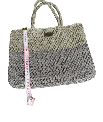 Sac au Crochet Fait Main – Design Unique Beige et Gris
