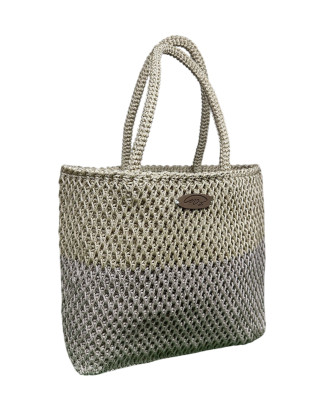 Sac au Crochet Fait Main – Design Unique Beige et Gris