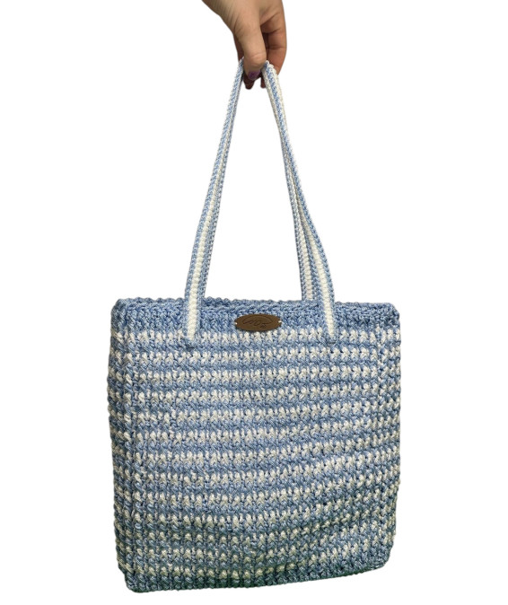 Handmade Light Blue & Cream Crochet Bag – A Unique & Elegant Choice Handmade Light Blue & Cream Crochet Bag – Stylish & Durable