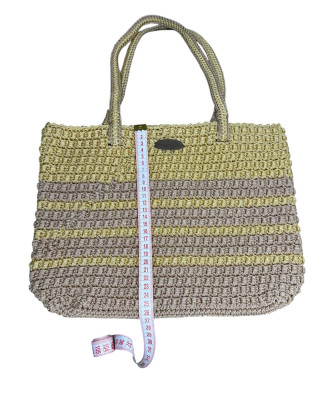 Sac au Crochet Fait Main Jaune – Café au Lait – Élégant et Résistant