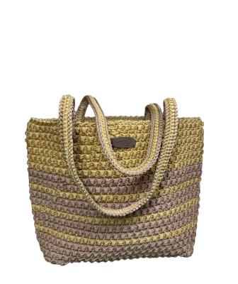 Sac au Crochet Fait Main Jaune – Café au Lait – Élégant et Résistant